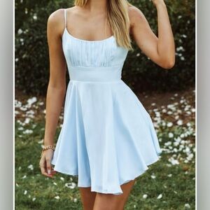 Hello Molly Sky Blue Pleated Dress